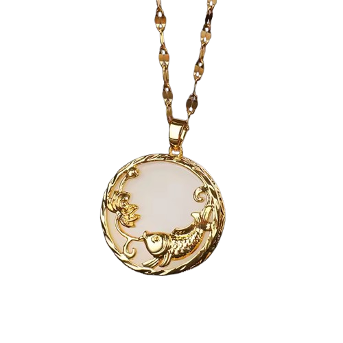 Golden Koi Jade Necklace